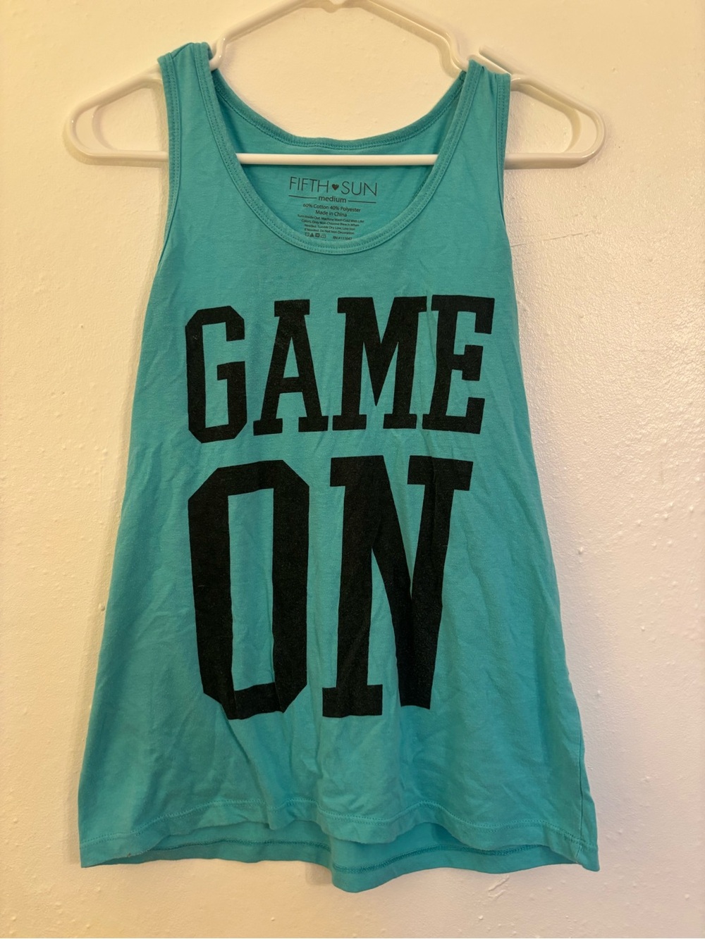 Fifth Sun Teal Bold "GAME ON" Graphic Tank